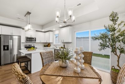 Kitchen and dining, patio door beyond