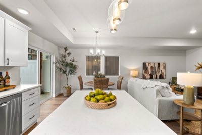 The island, looking into the living room