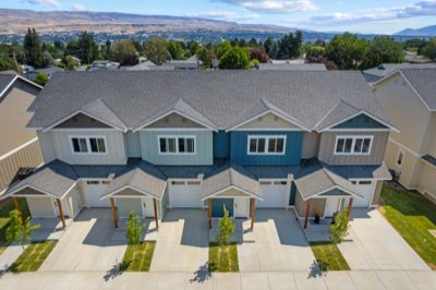 Front elevations and young street trees