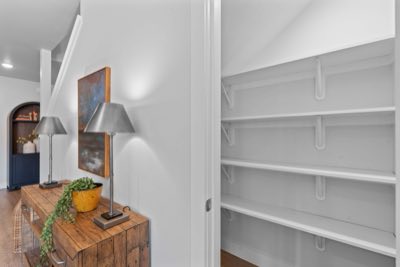 Pantry shelving off the entry