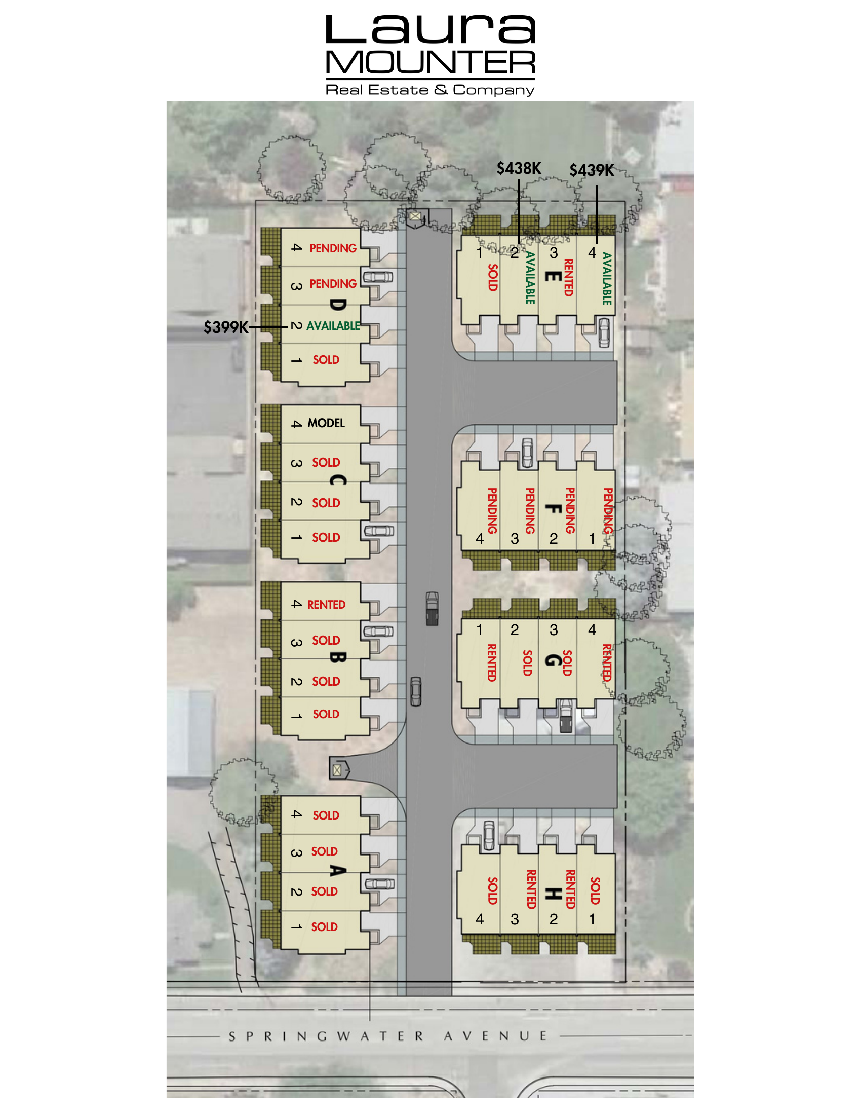 Springwater Townhomes site plan showing where #E4 sits